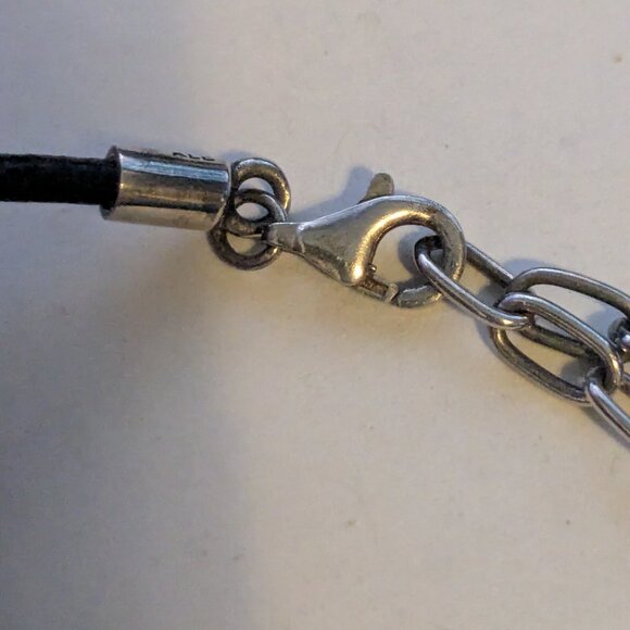 PANDORA ALE Black Corded "Inner Radiance" Charm 925 Sterling Silver Necklace - Picture 7 of 10